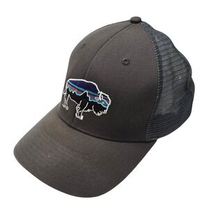 Patagonia Fitz Roy Bison Trucker Mens One Size Hat Charcoal Gray Mesh Snapback